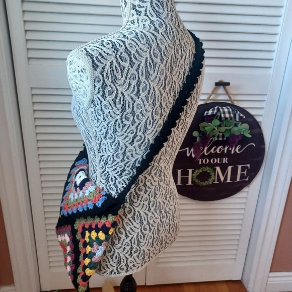 Granny Square Multicolor Crochet Shoulder Crossbody Bag Boho Hippy - Picture 4 of 12